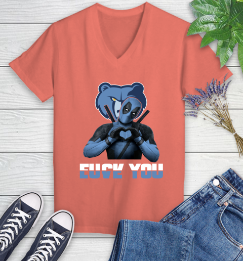 NBA Memphis Grizzlies Deadpool Love You Fuck You Basketball Sports Women's V-Neck T-Shirt 6