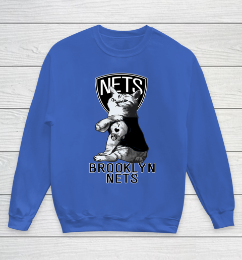 NBA Basketball My Cat Loves Brooklyn Nets Youth Sweatshirt 6