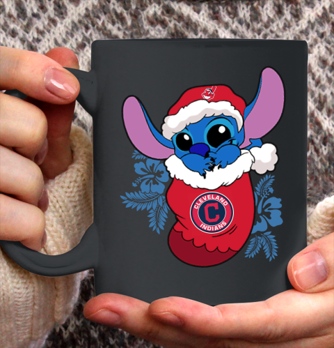 Cleveland Indians Christmas Stitch In The Sock Funny Disney MLB Ceramic Mug 11oz