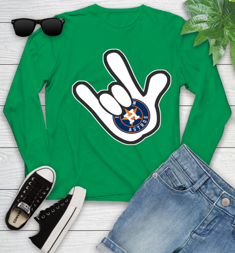 Houston Astros MLB Baseball Mickey Rock Hand Disney Youth Long Sleeve 6