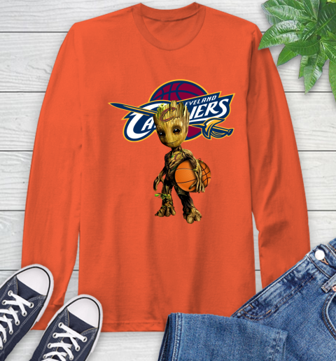 Cleveland Cavaliers NBA Basketball Groot Marvel Guardians Of The Galaxy Long Sleeve T-Shirt 5