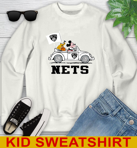 NBA Basketball Brooklyn Nets Pluto Mickey Driving Disney Shirt Youth Sweatshirt