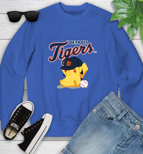 MLB Pikachu Baseball Sports Detroit Tigers Youth Sweatshirt 8