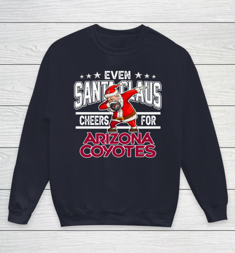 Arizona Coyotes Even Santa Claus Cheers For Christmas NHL Youth Sweatshirt 2