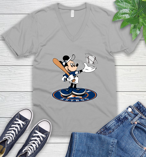 MLB Baseball Houston Astros Cheerful Mickey Disney Shirt V-Neck T-Shirt 4