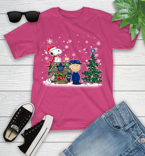 NHL Toronto Maple Leafs Snoopy Charlie Brown Woodstock Christmas Stanley Cup Hockey Youth T-Shirt 11