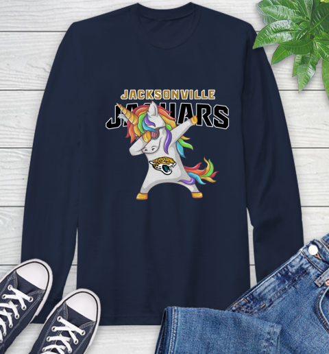 Jacksonville Jaguars NFL Football Funny Unicorn Dabbing Sports Long Sleeve T-Shirt 4
