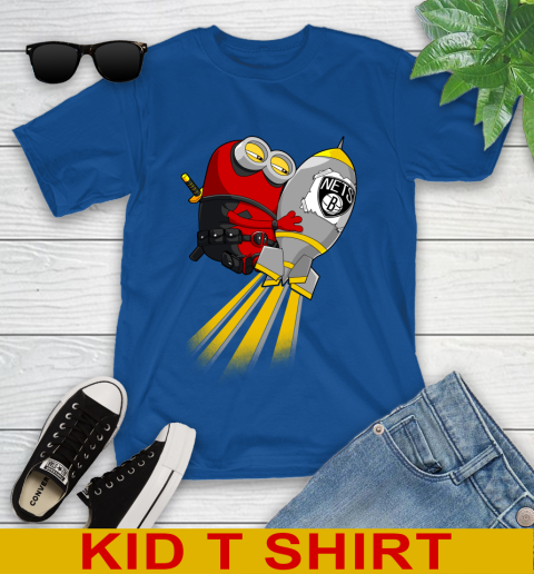 NBA Basketball Brooklyn Nets Deadpool Minion Marvel Shirt Youth T-Shirt 10