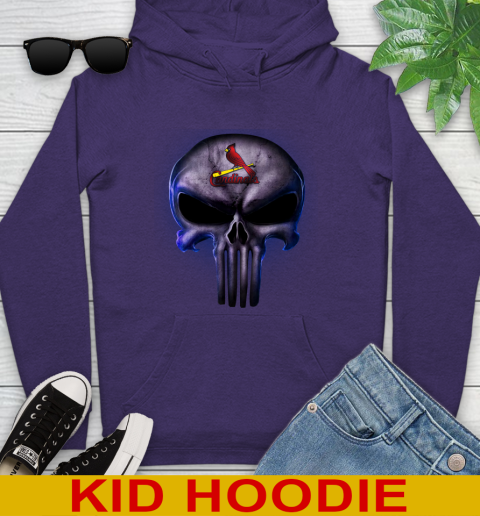 St.Louis Cardinals MLB Baseball Punisher Skull Sports Youth Hoodie 5