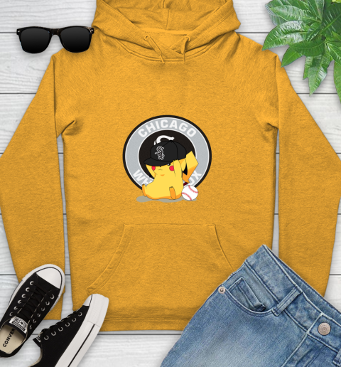 MLB Pikachu Baseball Sports Chicago White Sox Youth Hoodie 3