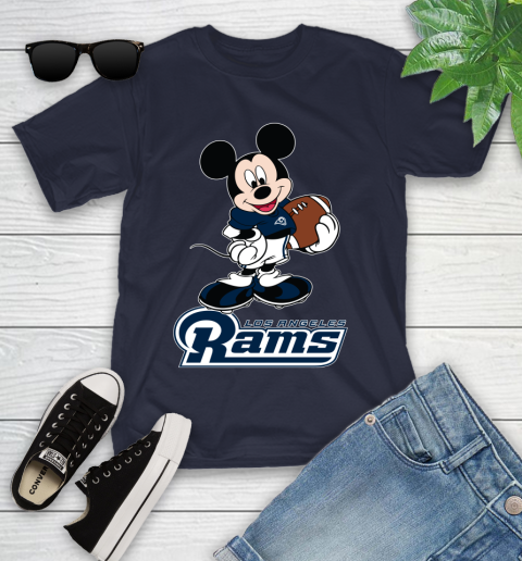 NFL Football Los Angeles Rams Cheerful Mickey Mouse Shirt Youth T-Shirt 3