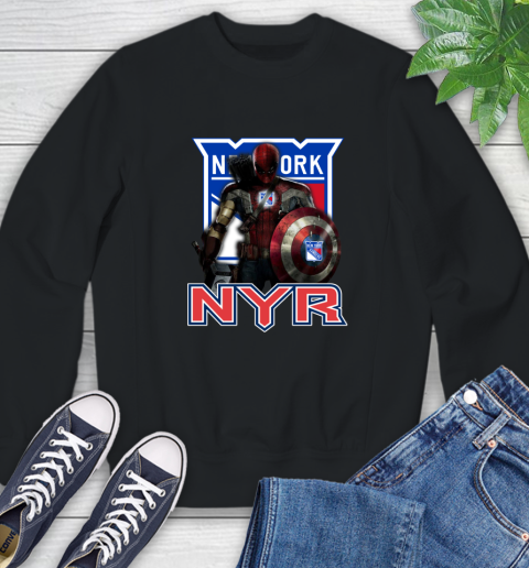 NHL Captain America Thor Spider Man Hawkeye Avengers Endgame Hockey New York Rangers Sweatshirt 2