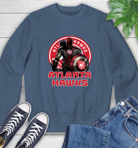 Atlanta Hawks NBA Basketball Captain America Thor Spider Man Hawkeye Avengers Sweatshirt 7