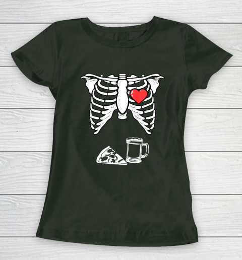 Skeleton Pregnancy Pizza Beer Shirt Xray Halloween Soon Dad