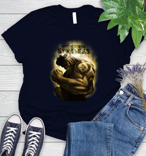 Pittsburgh Steelers NFL Football Hulk Marvel Avengers Sports Women's T-Shirt 2