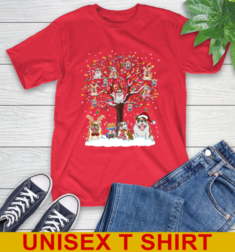 Bulldog dog pet lover light christmas tree shirt 12
