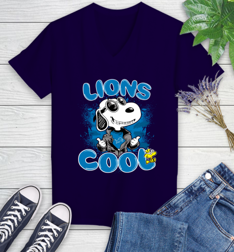 NFL Football Detroit Lions Cool Snoopy Shirt Women's V-Neck T-Shirt 3