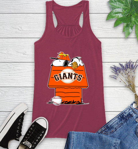 MLB San Francisco Giants Snoopy Woodstock The Peanuts Movie Baseball T Shirt_000 Racerback Tank 8