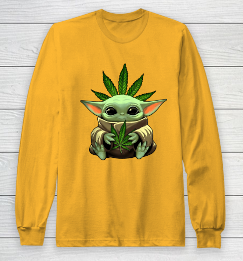 Baby Yoda Hug Marijuana Canabis Long Sleeve T-Shirt 3