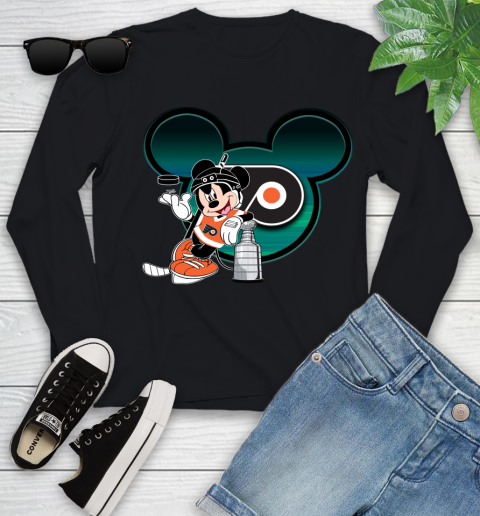 NHL Philadelphia Flyers Stanley Cup Mickey Mouse Disney Hockey T Shirt Youth Long Sleeve 2