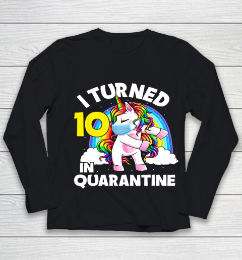 I Turned 10 In Quarantine Flossing Unicorn 10th Birthday Youth Long Sleeve