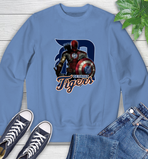 MLB Captain America Thor Spider Man Hawkeye Avengers Endgame Baseball Detroit Tigers Sweatshirt 11