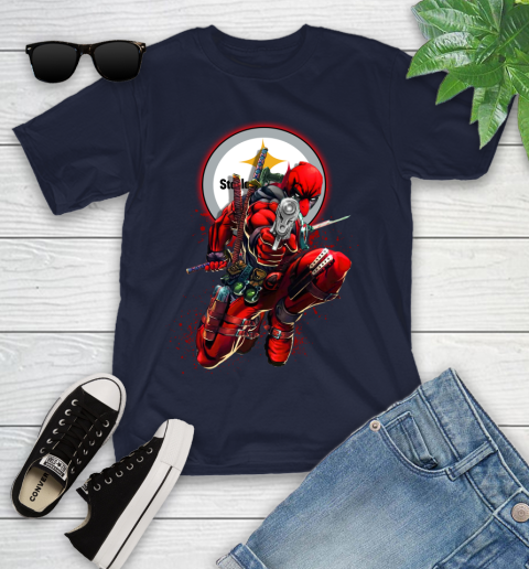 NFL Deadpool Marvel Comics Sports Football Pittsburgh Steelers Youth T-Shirt 3