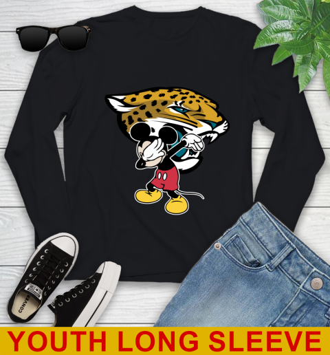 Jacksonville Jaguars NFL Football Dabbing Mickey Disney Sports Youth Long Sleeve 2
