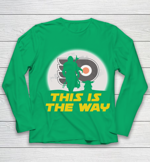 Philadelphia Flyers NHL Ice Hockey Star Wars Yoda And Mandalorian This Is The Way Youth Long Sleeve 4