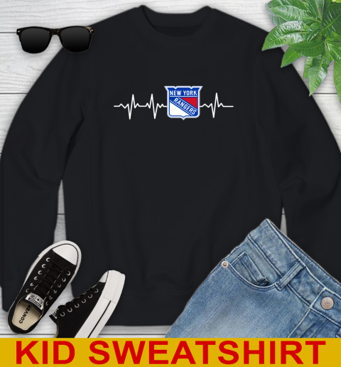 New York Rangers NHL Hockey Heart Beat Shirt Youth Sweatshirt