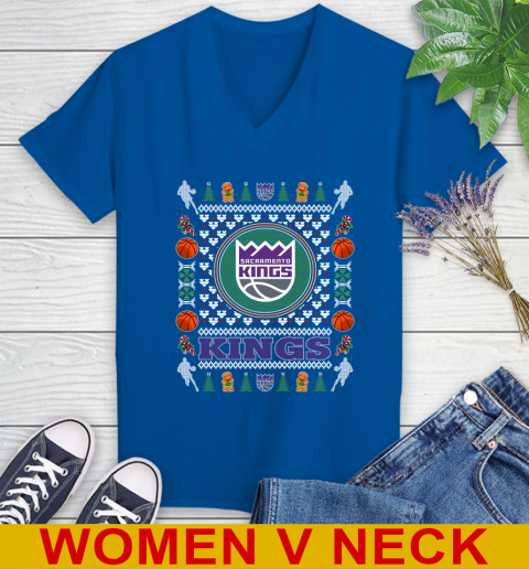 Sacramento Kings Merry Christmas NBA Basketball Loyal Fan Women's V-Neck T-Shirt 9