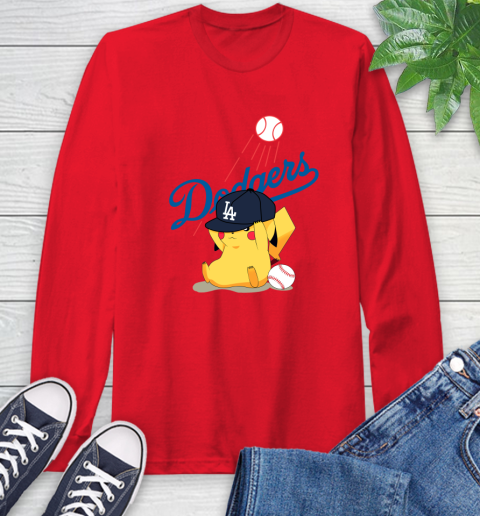 MLB Pikachu Baseball Sports Los Angeles Dodgers Long Sleeve T-Shirt 10