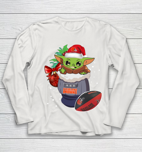 Cleveland Browns Christmas Baby Yoda Star Wars Funny Happy NFL Youth Long Sleeve 11