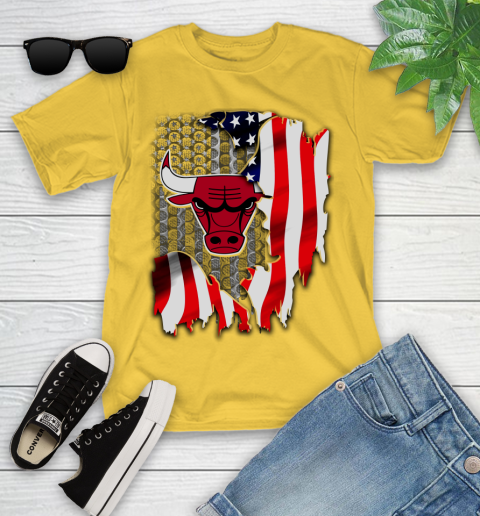 Chicago Bulls NBA Basketball American Flag Youth T-Shirt 10