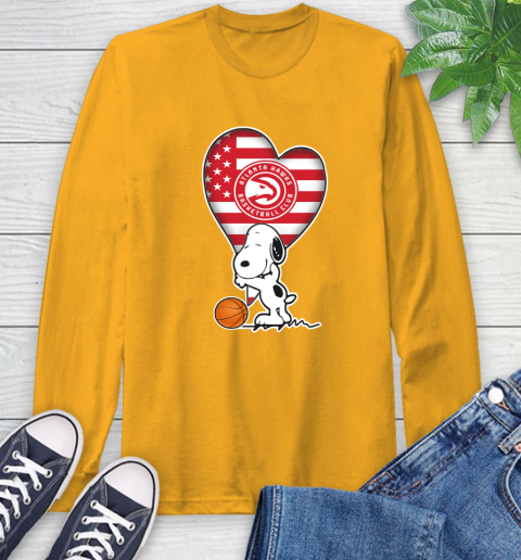 Atlanta Hawks NBA Basketball The Peanuts Movie Adorable Snoopy Long Sleeve T-Shirt 3