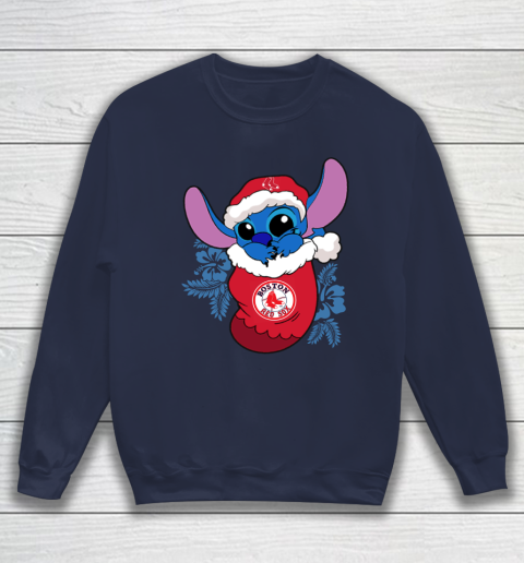 Boston Red Sox Christmas Stitch In The Sock Funny Disney MLB Sweatshirt 3