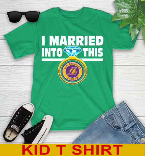 Los Angeles Lakers NBA Basketball I Married Into This My Team Sports Youth T-Shirt - Image 8
