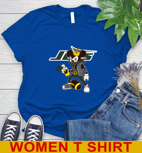 New York Jets NFL Football Mickey Peace Sign Sports Women's T-Shirt 9