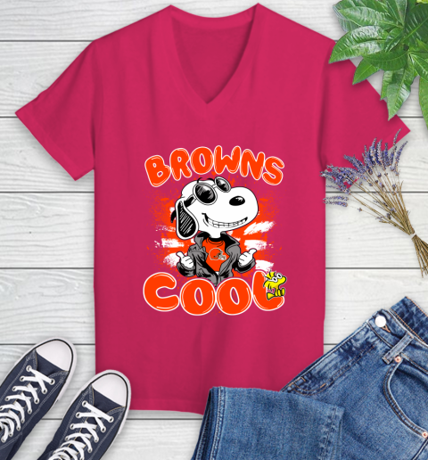 NFL Football Cleveland Browns Cool Snoopy Shirt Women's V-Neck T-Shirt 7