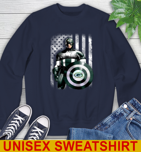 Green Bay Packers NFL Football Captain America Marvel Avengers American Flag Shirt Sweatshirt 2