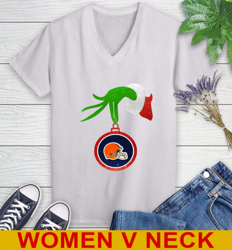Cleveland Browns Grinch Merry Christmas NFL Football Women's V-Neck T-Shirt