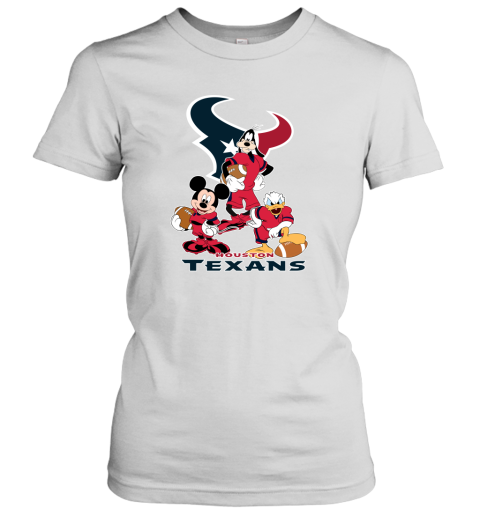 Mickey Donald Goofy The Three Houston Texans Football Women's T-Shirt