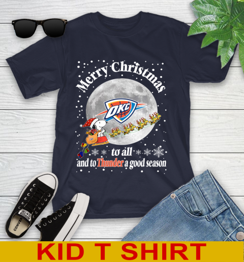 Oklahoma City Thunder Merry Christmas To All And To Thunder A Good Season NBA Basketball Sports Youth T-Shirt - Image 3