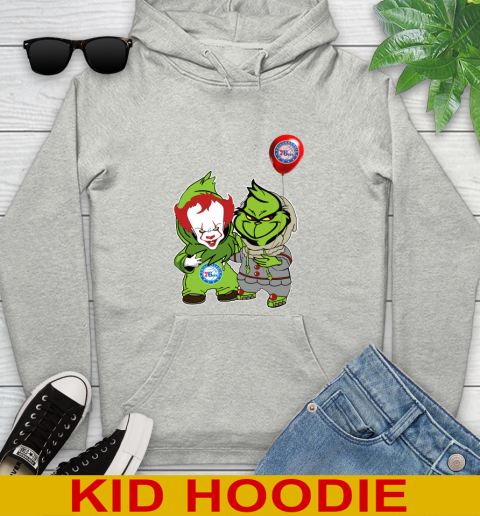 Philadelphia 76ers Baby Pennywise Grinch Christmas NBA Basketball Youth Hoodie
