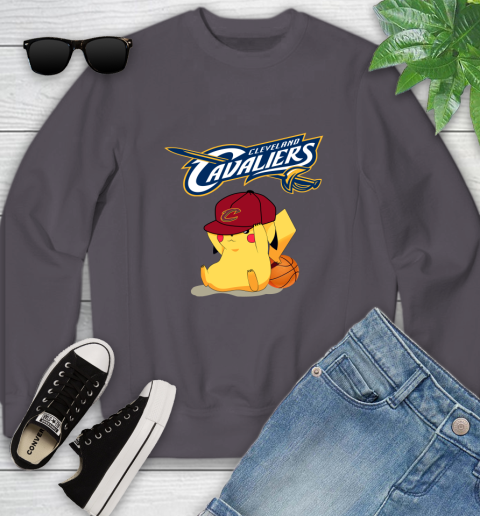 NBA Pikachu Basketball Sports Cleveland Cavaliers Youth Sweatshirt 6