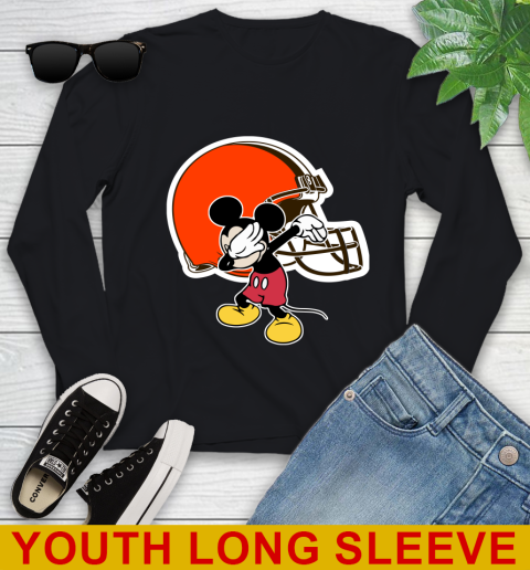 Cleveland Browns NFL Football Dabbing Mickey Disney Sports Youth Long Sleeve 2
