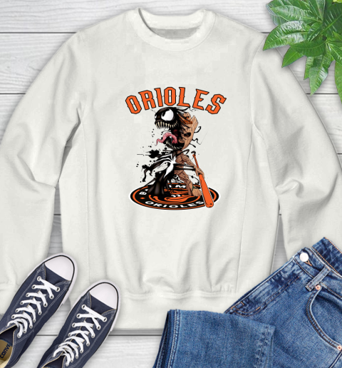 MLB Baltimore Orioles Baseball Venom Groot Guardians Of The Galaxy Sweatshirt