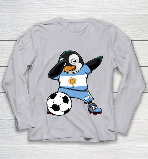 Dabbing Penguin Argentina Soccer Fans Jersey Football Lovers Youth Long Sleeve 3