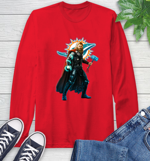 NFL Thor Avengers Endgame Football Miami Dolphins Long Sleeve T-Shirt 10