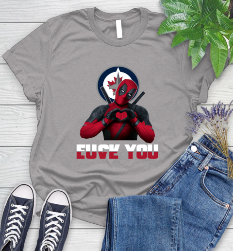 NHL Winnipeg Jets Deadpool Love You Fuck You Hockey Sports Women's T-Shirt 5
